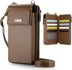 CaseMe Small Crossbody Cell Phone Bag for Women, RFID Blocking Shoulder Handbag Strap Wallet Purse with Card Slots