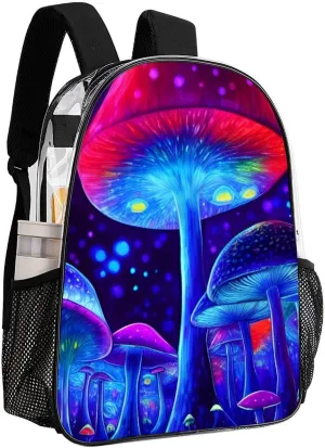 Casual Daypack Multipurpose Anti-Theft Large Capacity Carry On Bag - Magic Mushrooms Fairytale Mushrooms Scenery Psychedelic Art Casual Daypack Climbing Shoulder Transparent Bag