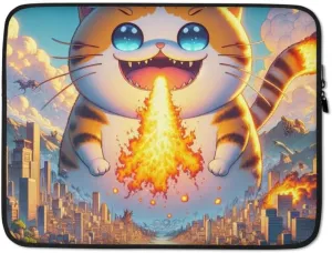 Catzilla Monster Kitty Shockproof Laptop Sleeve Bag, Water-Resistant Padded Case, Portable Computer Carrying Handbag