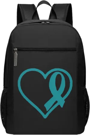 Cervical Cancer Ribbon Travel Laptop Backpack, Business Anti Theft Slim Sturdy Laptops Backpacks, College Computer Bag Gift for Men & Women Fits 17 Inch Notebook,Black