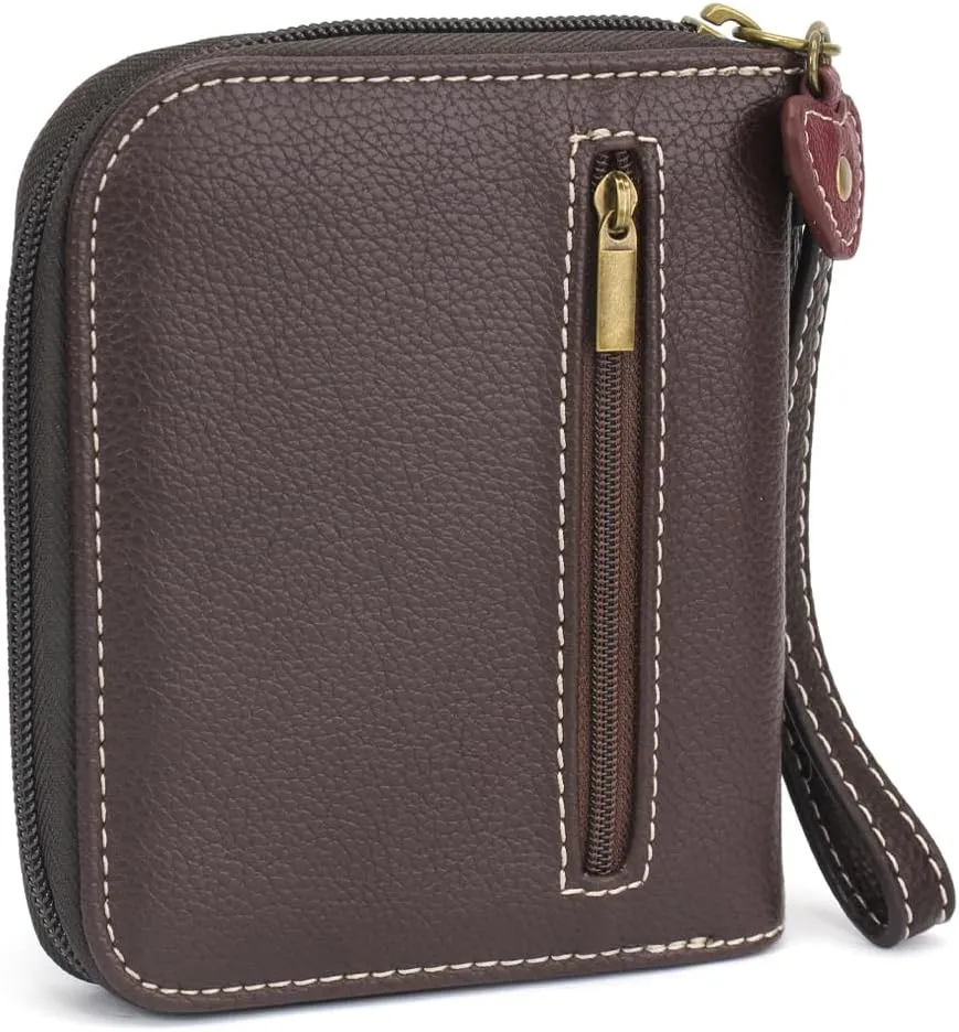 CHALA Zip Around Wallet, Wristlet, 8 Credit Card Slots, Sturdy Pu Leather - Cross - Maroon