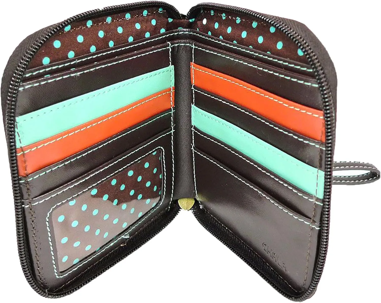 CHALA Zip Around Wallet, Wristlet, 8 Credit Card Slots, Sturdy Pu Leather