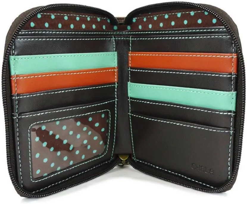 CHALA Zip Around Wallet, Wristlet, 8 Credit Card Slots, Sturdy Pu Leather