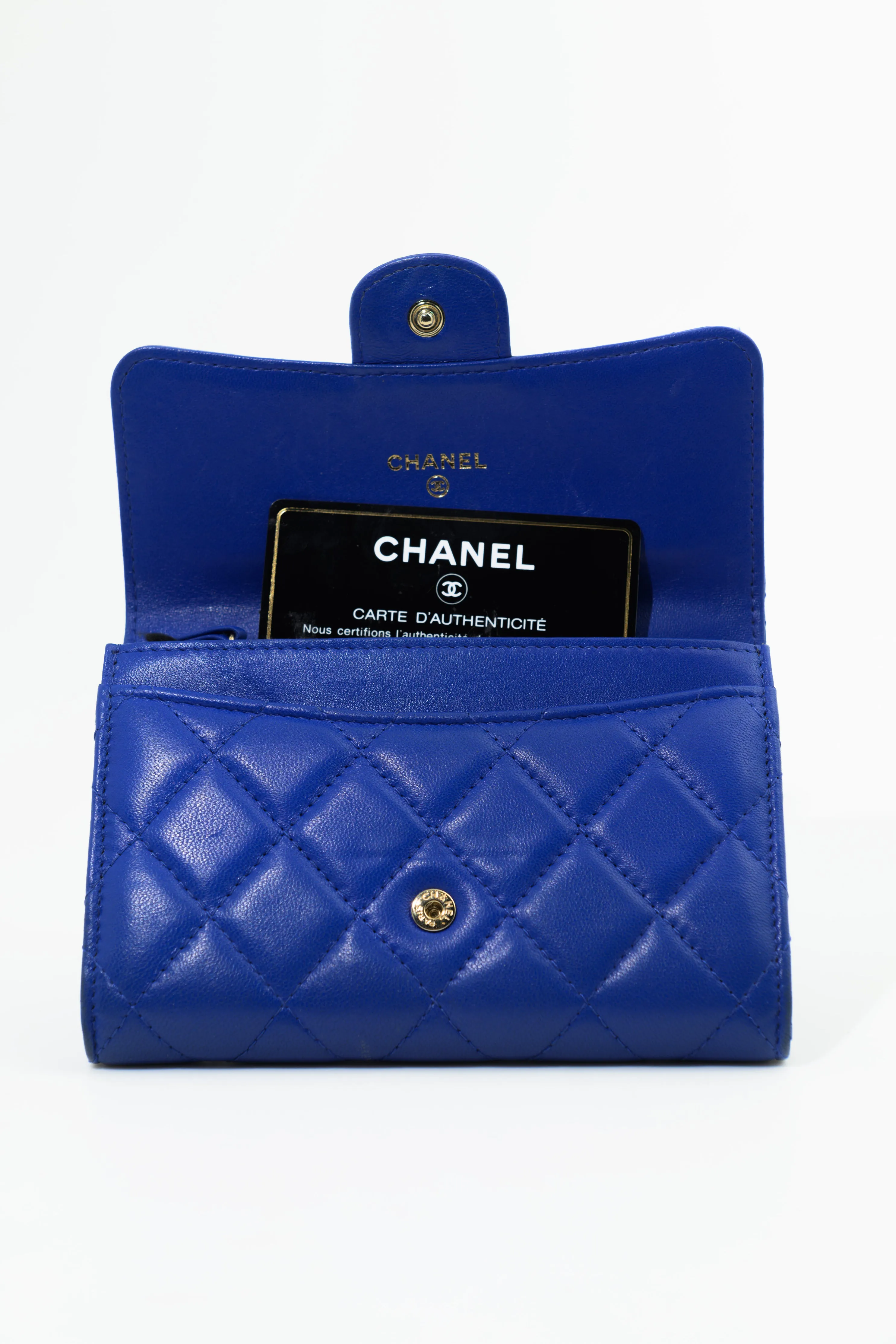 Chanel Quilted Caviar Wallet in Cobalt Blue GHW