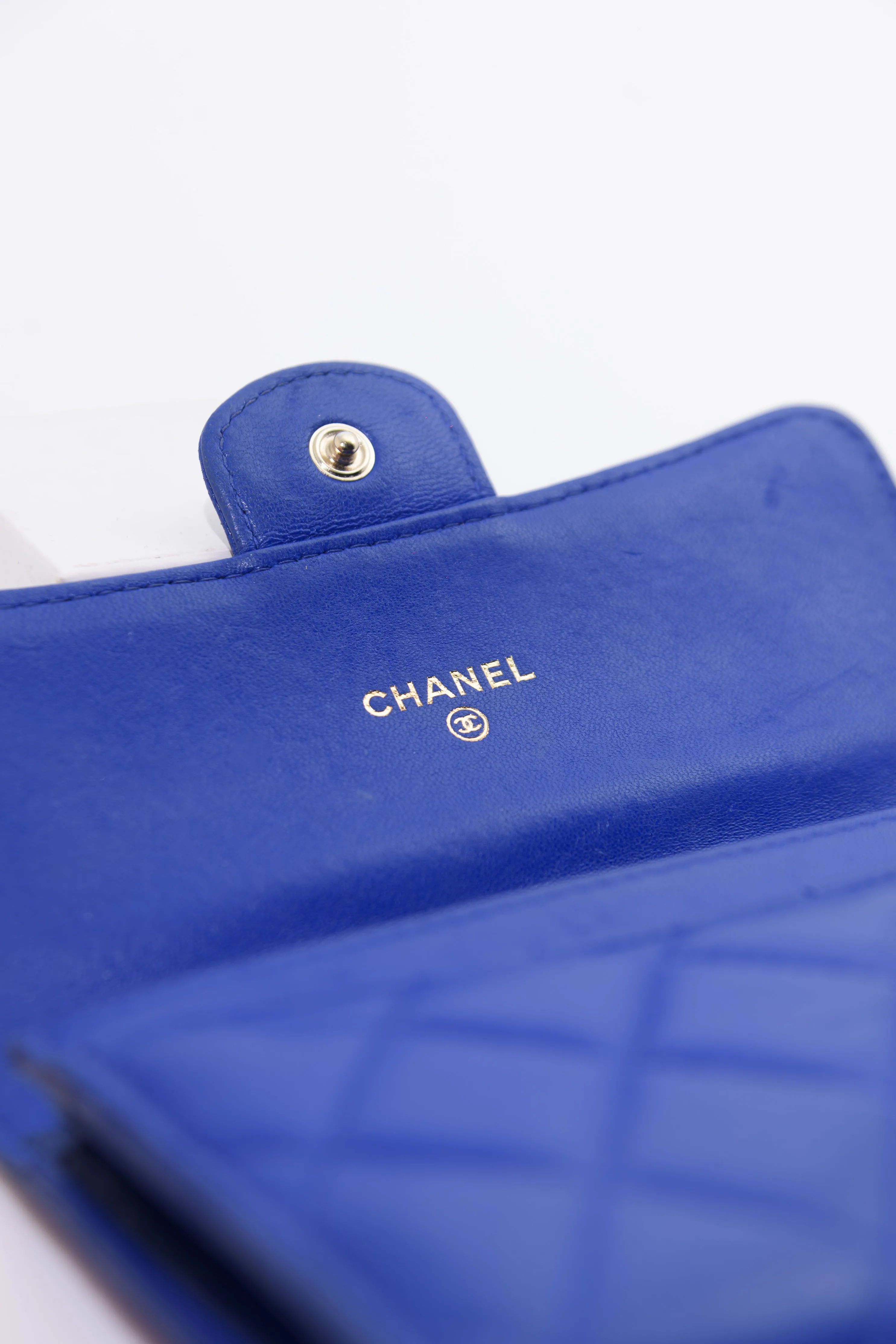 Chanel Quilted Caviar Wallet in Cobalt Blue GHW