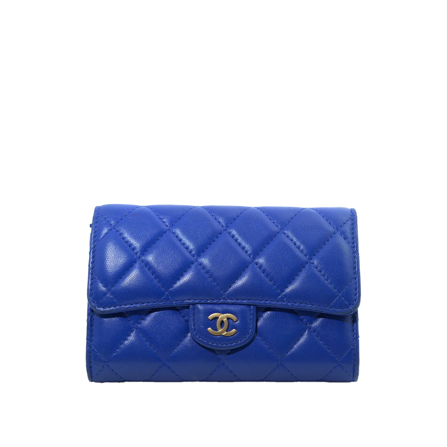 Chanel Quilted Caviar Wallet in Cobalt Blue GHW