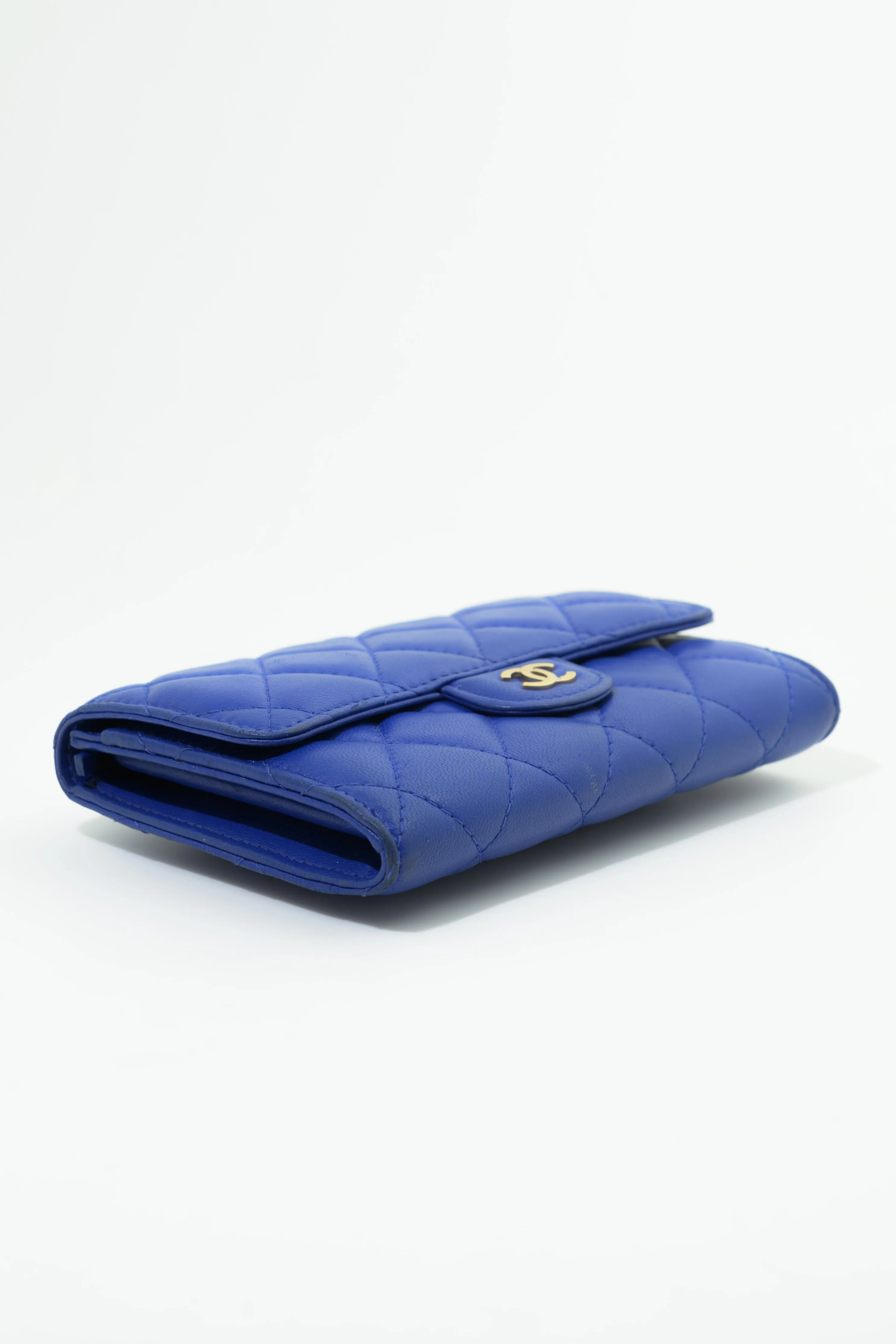 Chanel Quilted Caviar Wallet in Cobalt Blue GHW