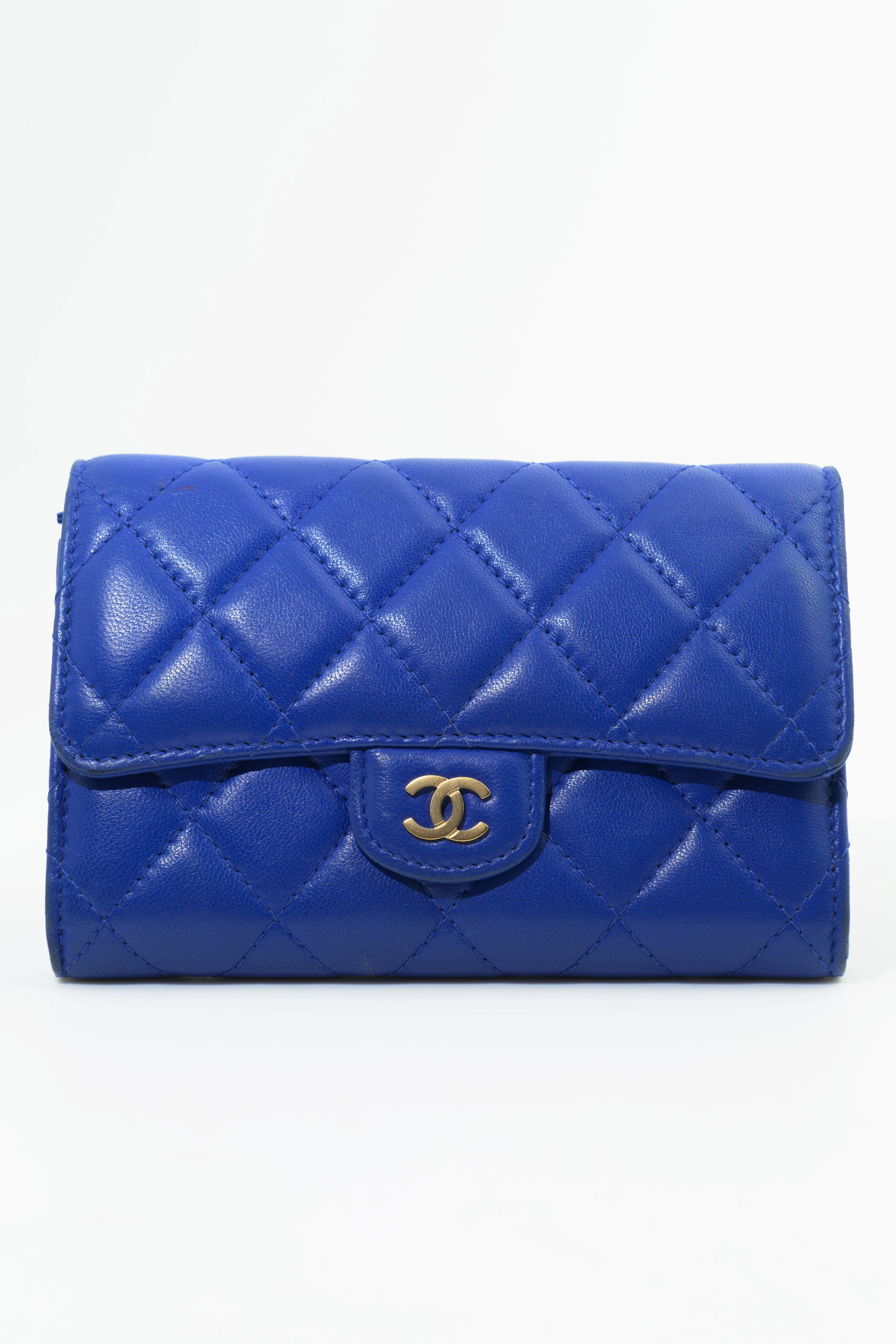 Chanel Quilted Caviar Wallet in Cobalt Blue GHW