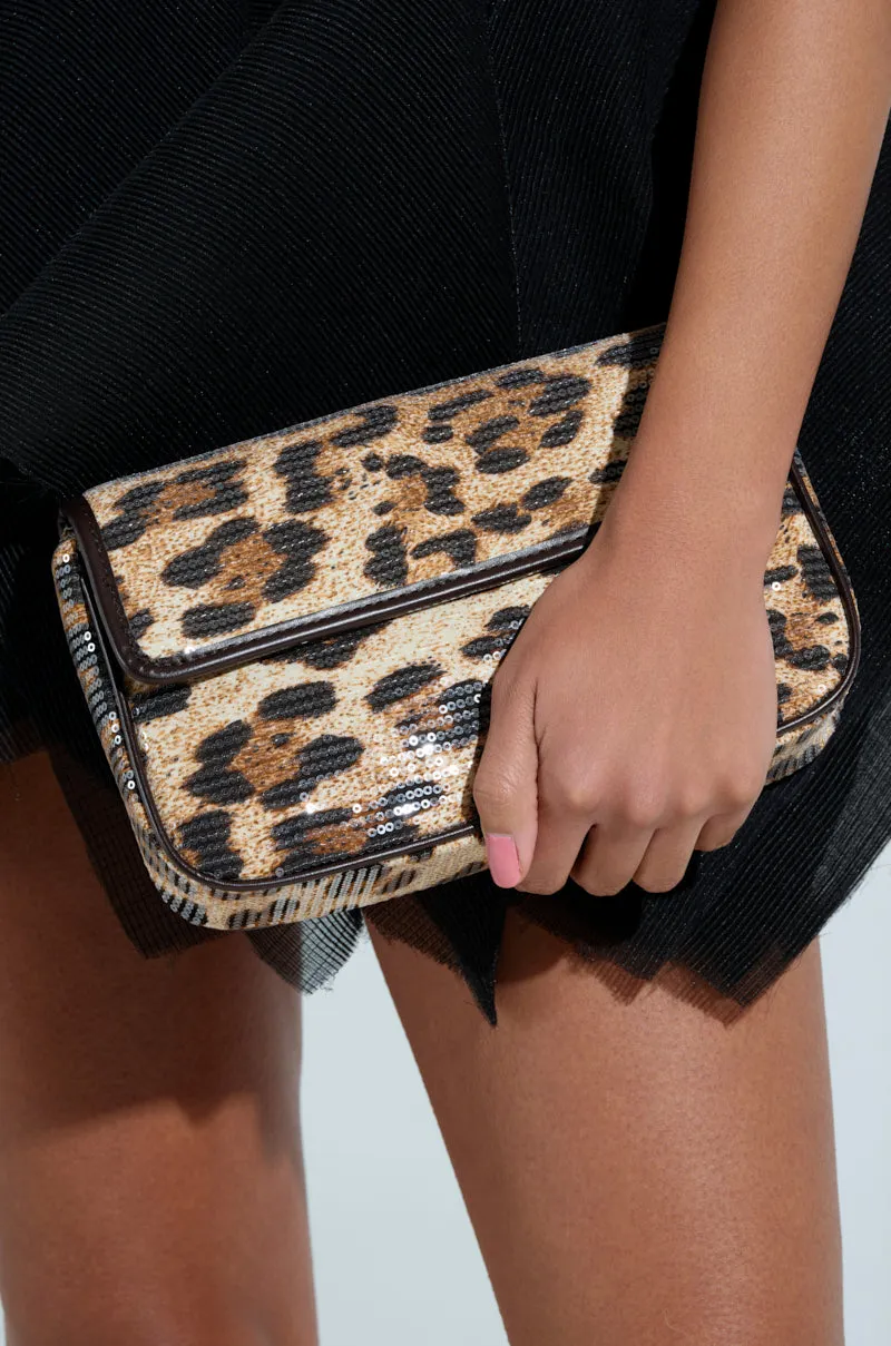 CHEETAH GURL SEQUIN PURSE
