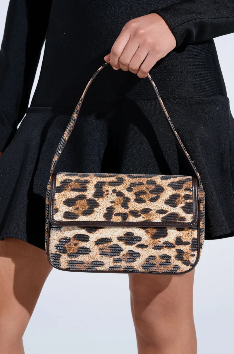 CHEETAH GURL SEQUIN PURSE