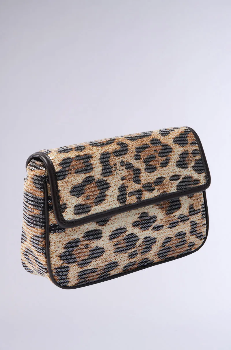 CHEETAH GURL SEQUIN PURSE