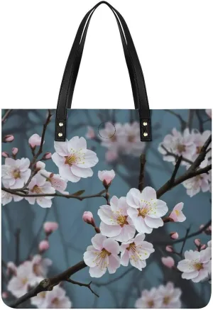 Cherry Blossom Tote Bag Durable Water-Resistant Handbags Lightweight Tote for Travel Work Book