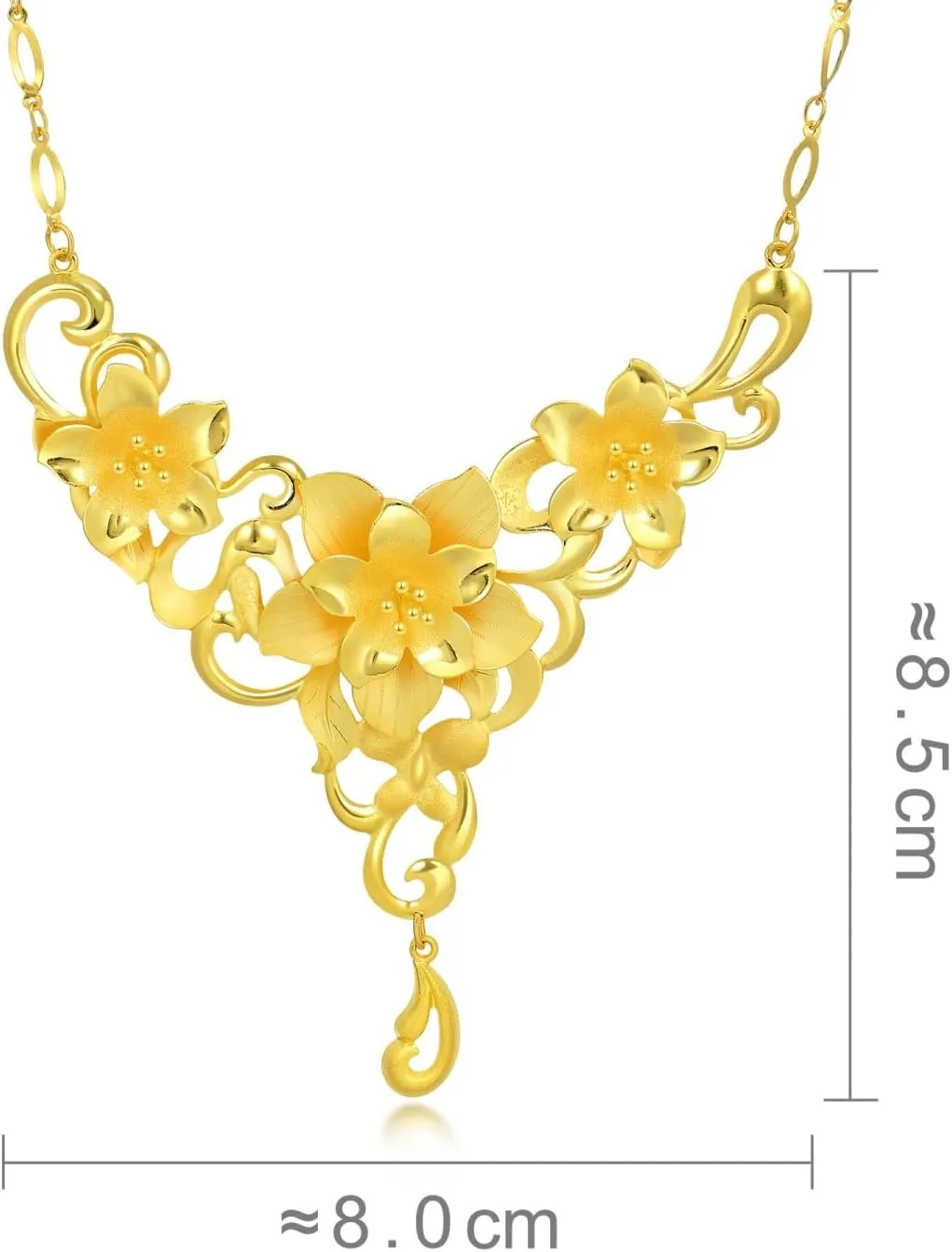 CHOW SANG SANG Chinese Wedding Collection 999.9 24K Gold Price-by-Weight Gold Floral Blooming Necklace for Women 90418N