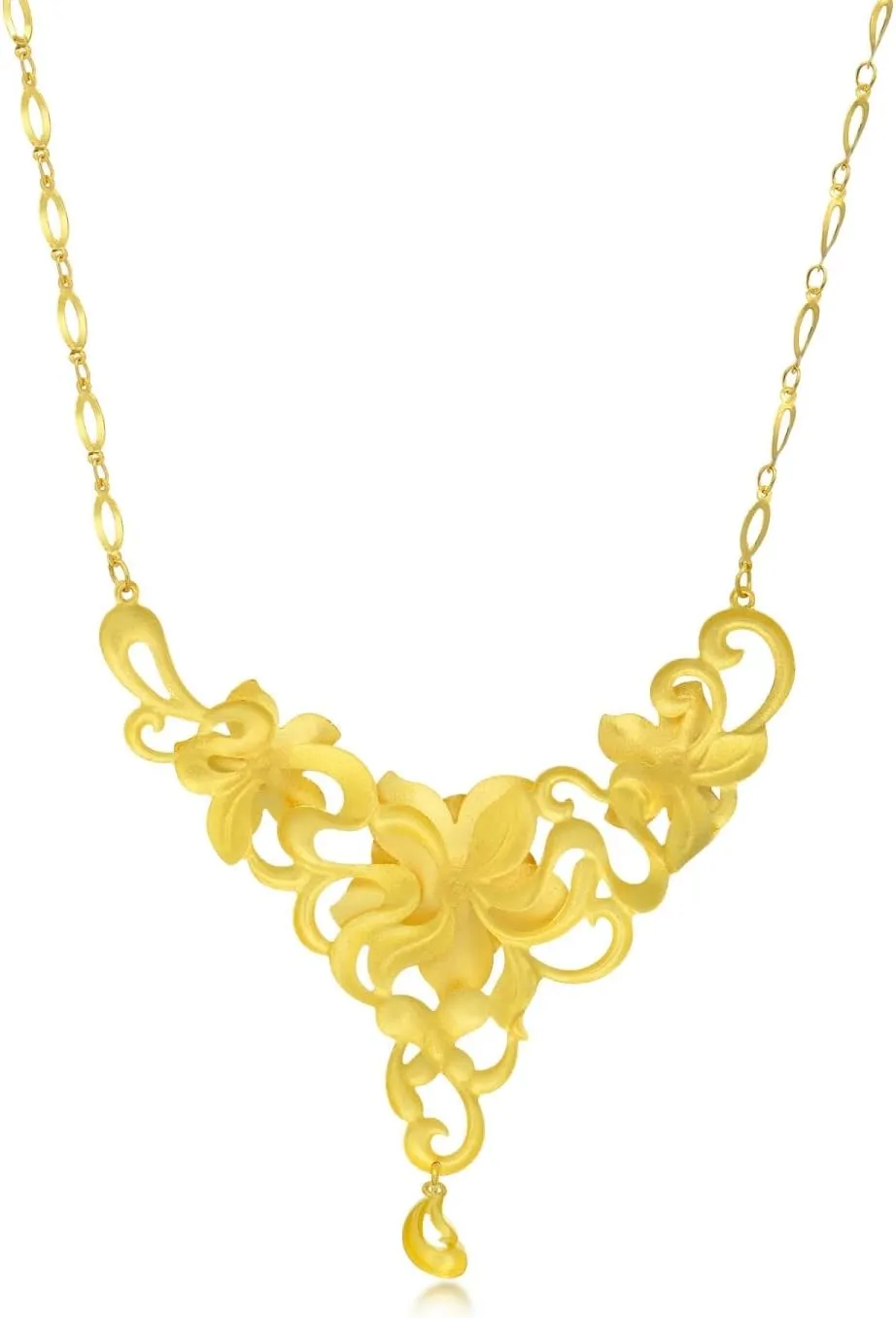 CHOW SANG SANG Chinese Wedding Collection 999.9 24K Gold Price-by-Weight Gold Floral Blooming Necklace for Women 90418N