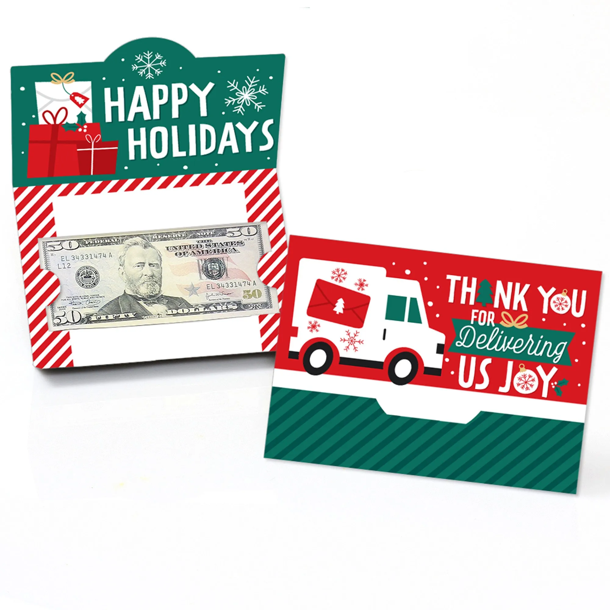 Christmas Delivery Drivers Appreciation - Thank You Mail Carriers Money And Gift Card Holders - Set of 8