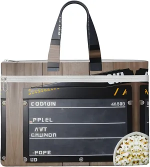 Cinema Movie Clapboard And Popcorn A4 Canvas Document Bag Zippered File Pouch Bag With Handle For Project Meeting