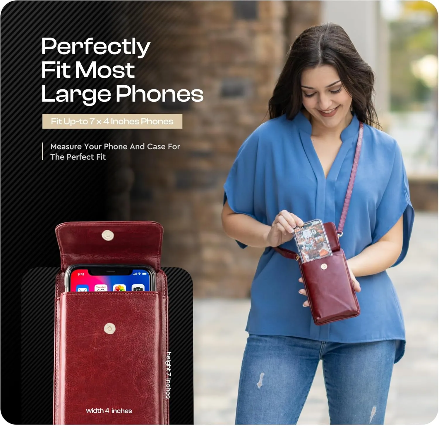 Claasico Womens Crossbody Wallet & Phone Case | iPhone/Samsung/LG Magnet Cell Pouch & Handbag