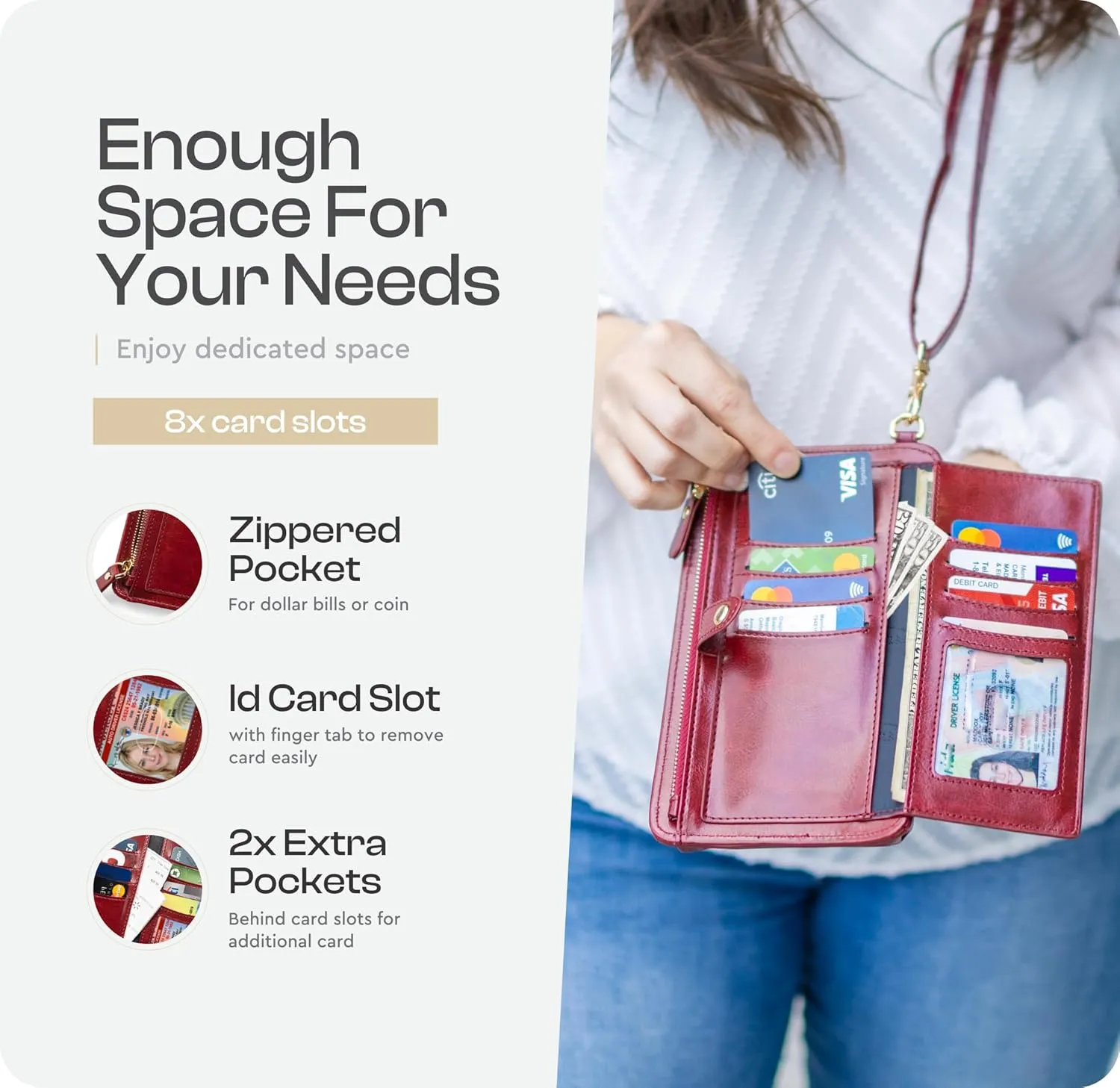 Claasico Womens Crossbody Wallet & Phone Case | iPhone/Samsung/LG Magnet Cell Pouch & Handbag