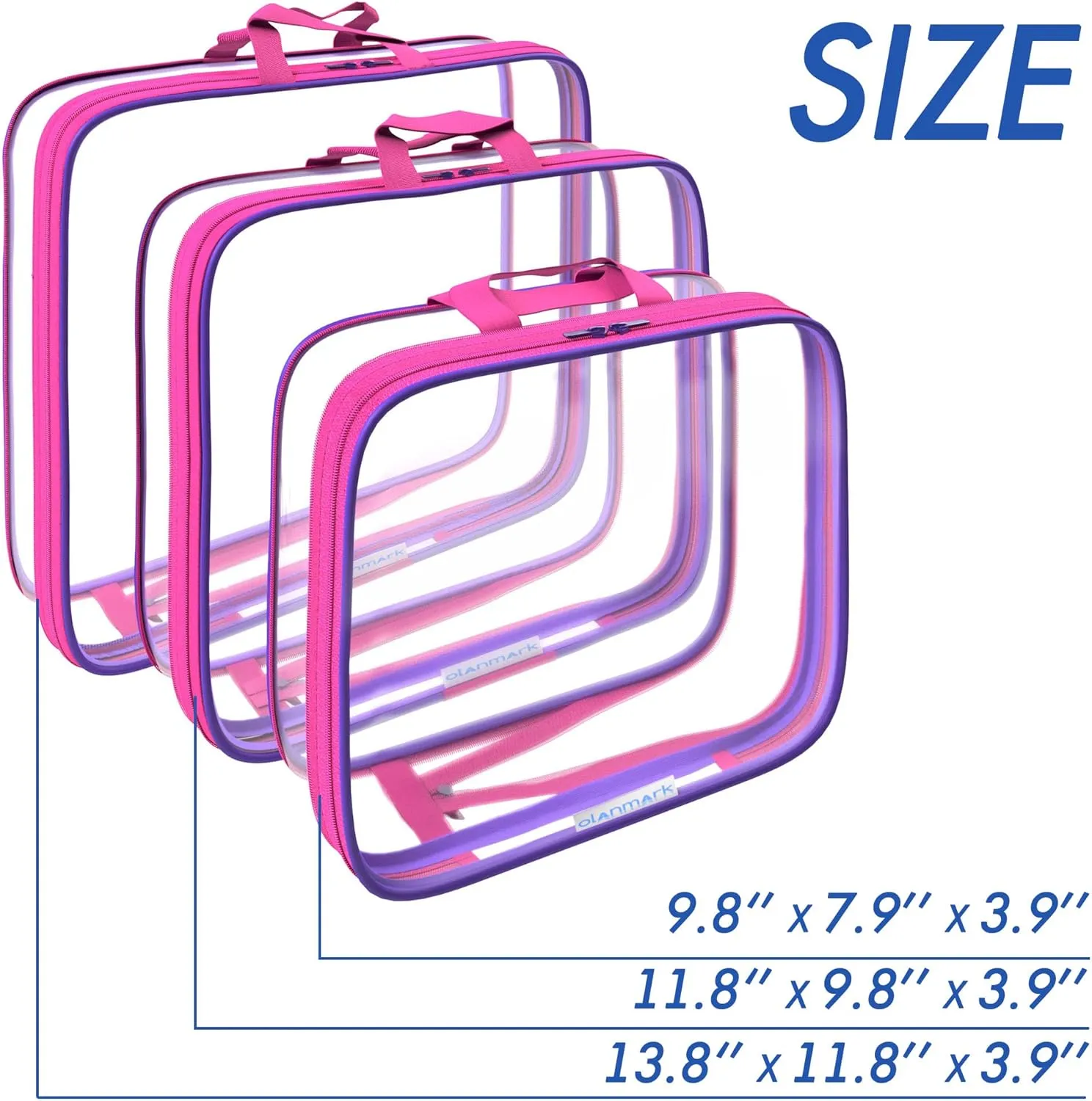 Clear Compression Packing Cubes 3 Set - Bags for Travel - Luggage Cube Organizer - Mix Pink and Purple