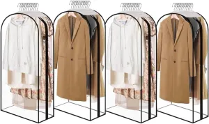 Clear Garment Bags for Hanging Clothes 【40"x24"x10" Gusseted Garment Bags Keep Your Closet Clean & Tidy】Dress Bag for Closet Storage Clothes,Vests,Suits,Jackets,Shirts,Coats,Dresses,Gowns,Uniforms