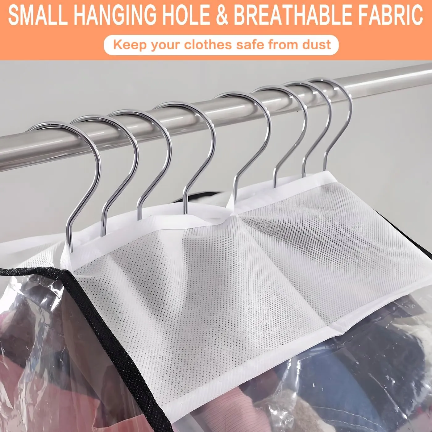 Clear Garment Bags for Hanging Clothes 【50"x24"x10" Gusseted Garment Bags Keep Your Closet Clean & Tidy】Dress Bag for Closet Storage Clothes,Vests,Suits,Jackets,Shirts,Coats,Dresses,Gowns,Uniforms