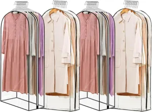 Clear Garment Bags for Hanging Clothes 【50"x24"x10" Gusseted Garment Bags Keep Your Closet Clean & Tidy】Dress Bag for Closet Storage Clothes,Vests,Suits,Jackets,Shirts,Coats,Dresses,Gowns,Uniforms