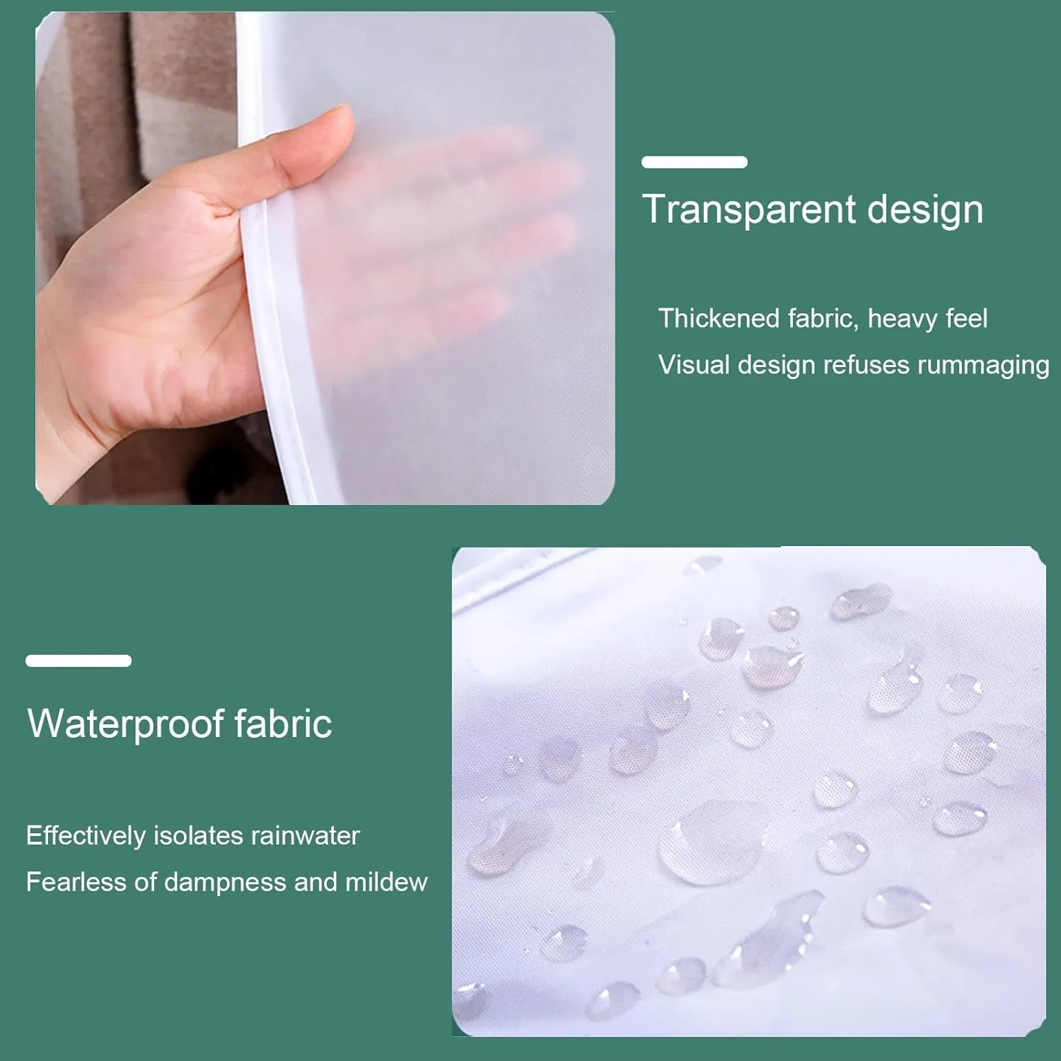 Clear Garment Bags for Hanging Clothes, Garment Bag Washable Anti-crease zip Fastening Tape, Coat Bags for Closet Storage(50x200x150cm/20x79x59in)