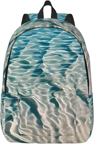 Clear Sea Water Print Canvas Backpack Shoulder Bag Laptop Bag