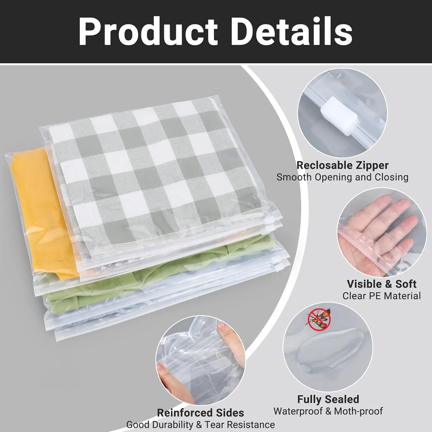 Clear Swimsuit Bags, Plastic Clothing Bags for Bikini, Swimwear, Bathing Suit Storage, T Shirt Packaging, 12x8 inch, Pack of 25, Waterproof, 3 Mil