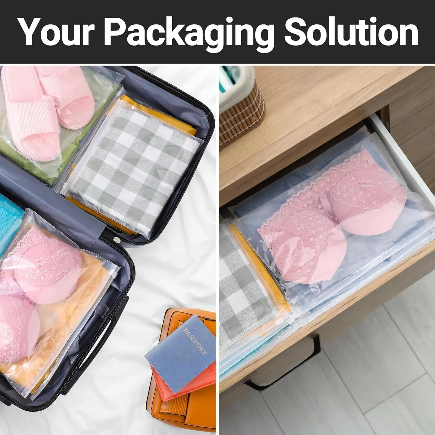 Clear Swimsuit Bags, Plastic Clothing Bags for Bikini, Swimwear, Bathing Suit Storage, T Shirt Packaging, 12x8 inch, Pack of 25, Waterproof, 3 Mil