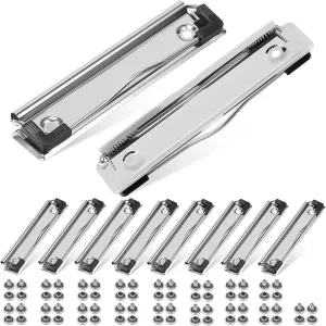 Clipboard Clips 10 Pack Metal Clipboard Clips with Rubber Feet Clipboard Hardware Document File Board Clips Rubber Grip for Office (Included 30 Piece Rivets)