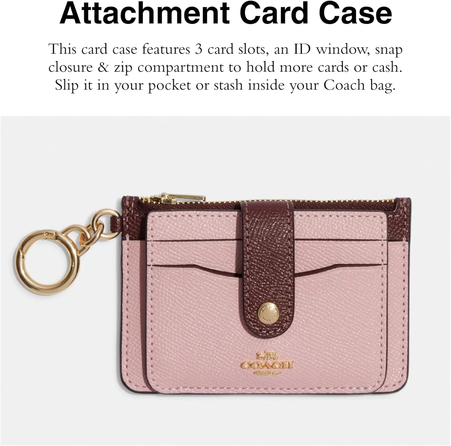 Coach Contrast Trim Attachment Card Case