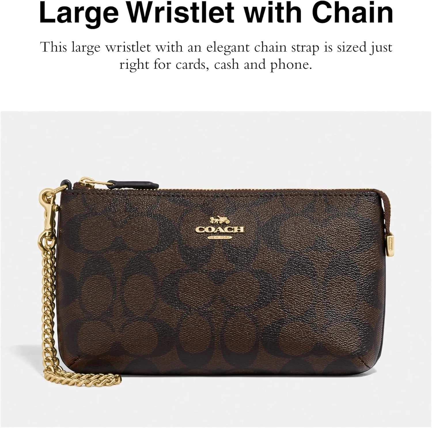 Coach Women's Signature Large Wristlet W Chain