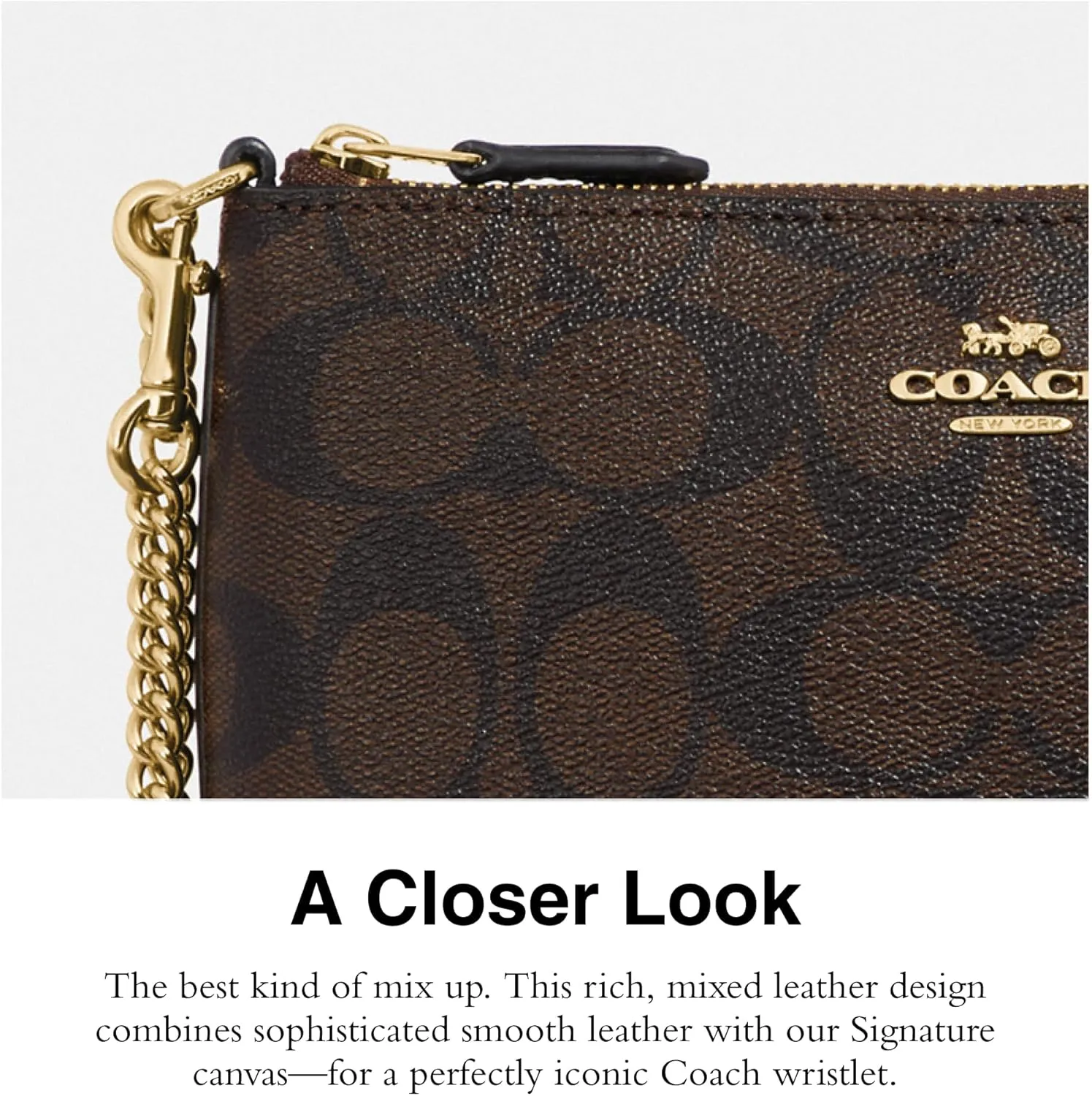 Coach Women's Signature Large Wristlet W Chain