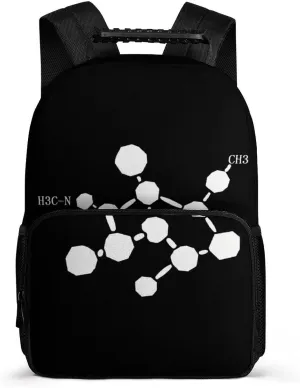 Cocaine Molecule Formula Chemistry 16 Inch Laptop Backpack Durable Travel Pack Casual Shoulder Backpack