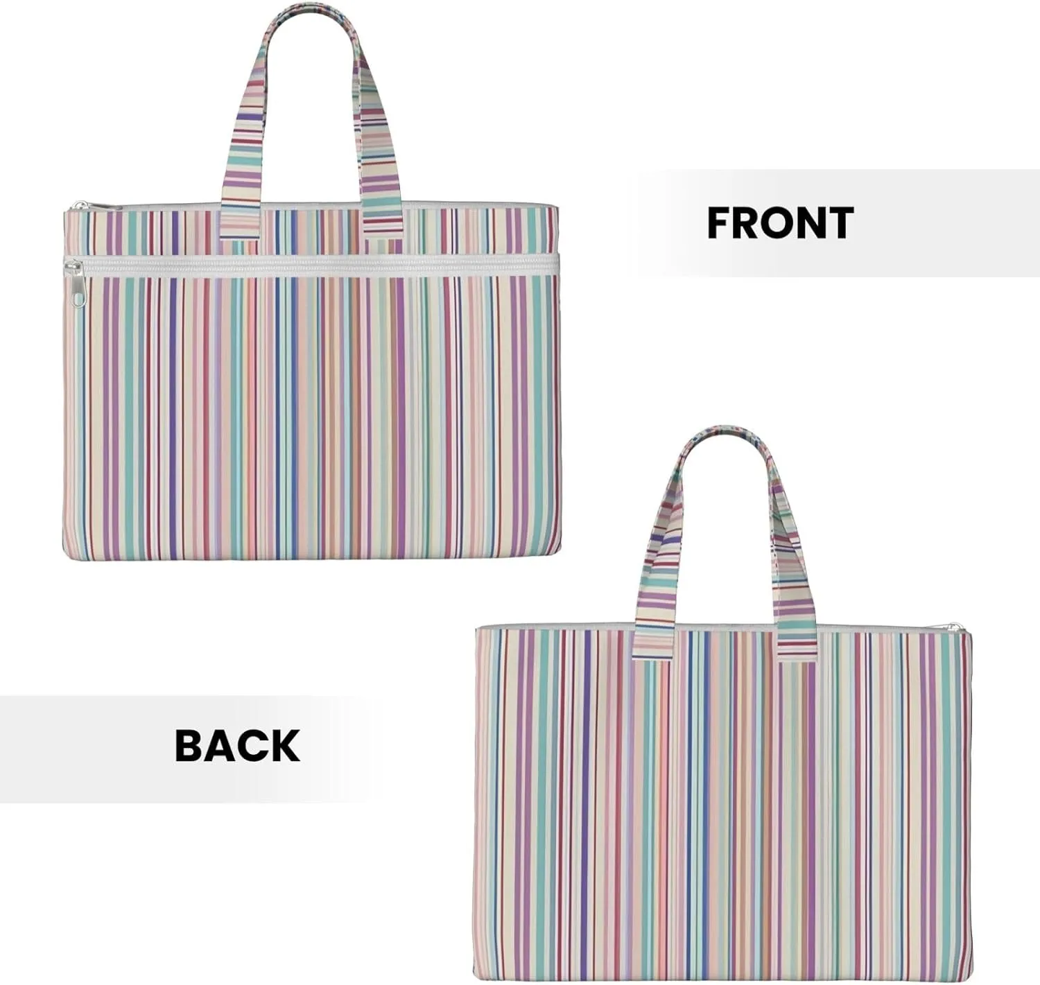 Color Stripes. Canvas Document Bag A4 File Organizer for School Supplies and Study