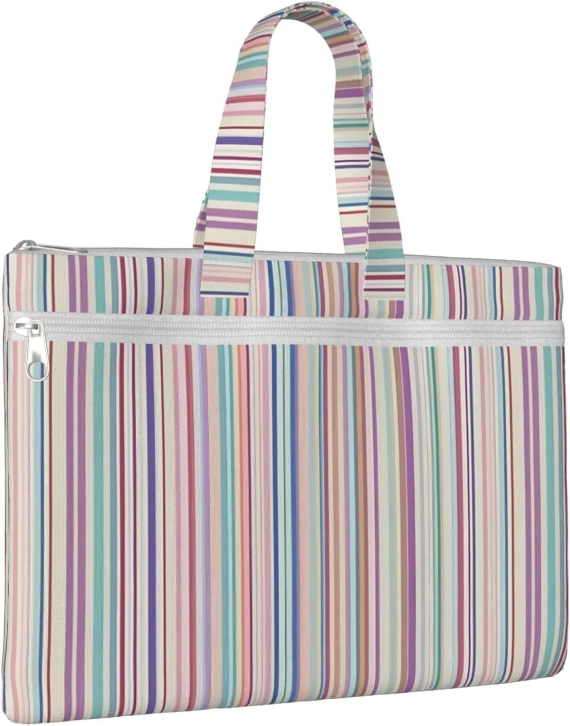 Color Stripes. Canvas Document Bag A4 File Organizer for School Supplies and Study