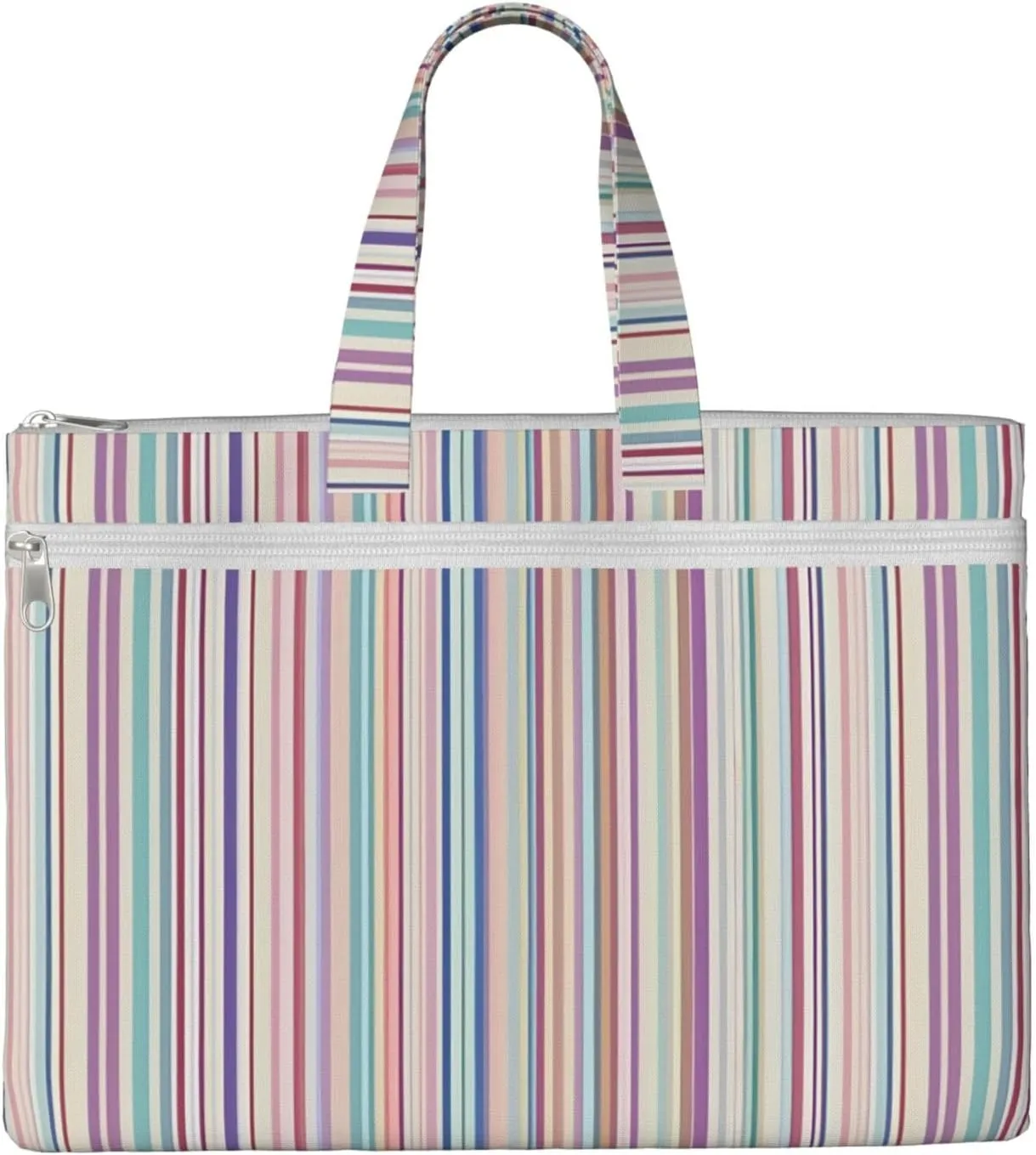 Color Stripes. Canvas Document Bag A4 File Organizer for School Supplies and Study