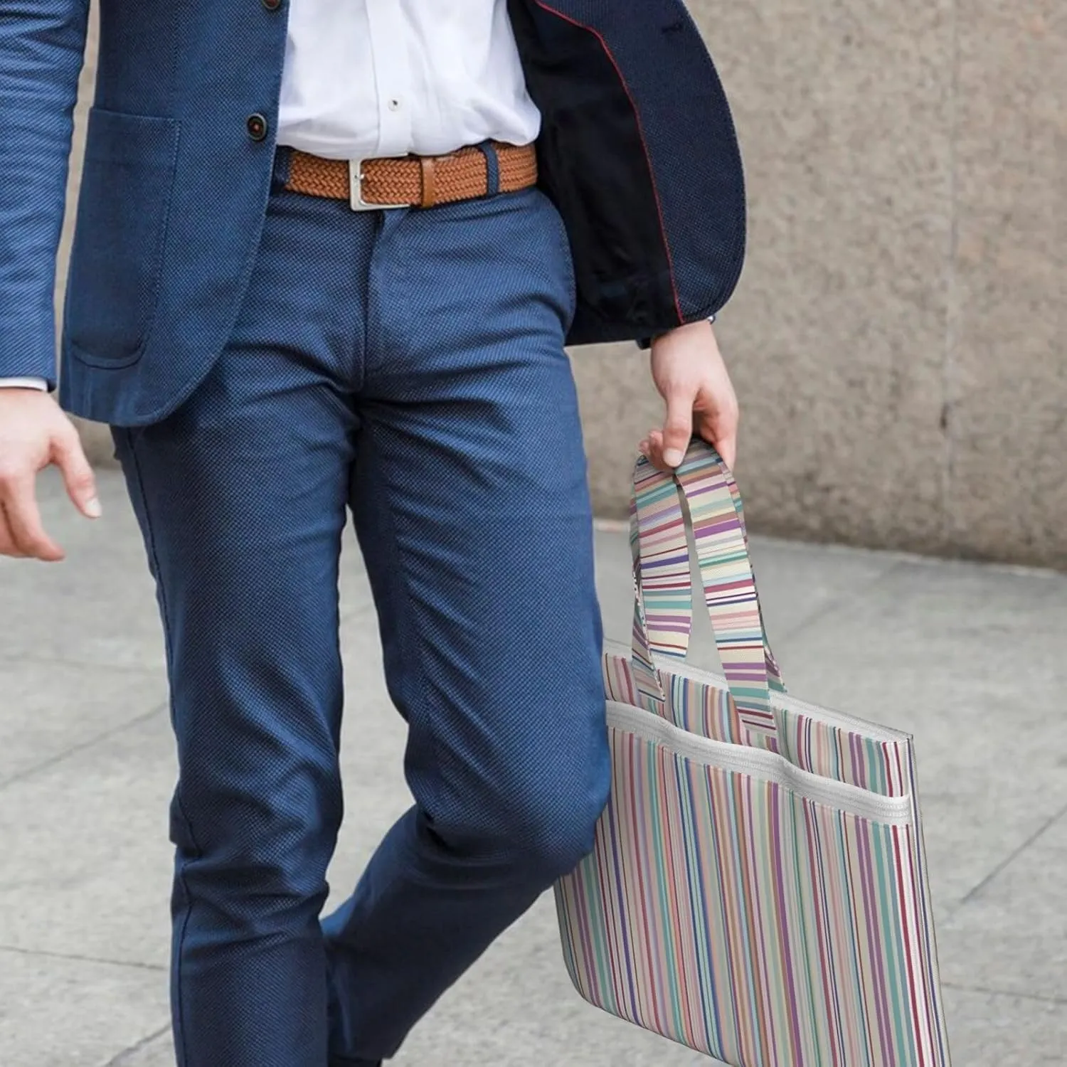 Color Stripes. Canvas Document Bag A4 File Organizer for School Supplies and Study