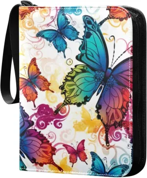 Colorful Butterfly Card Binder, 400 Pockets Card Holder with 50 Sleeves, Sturdy Card Holder Folders for Game Cards & Sports Cards