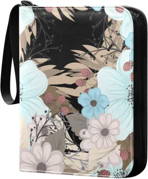 Colorful-floral-pattern 400 pockets Game Card Binder with Removable Sleeves Trading Card PU Waterproof Sturdy Protectors Holder Collectible Album for Sports Card Collection Storage