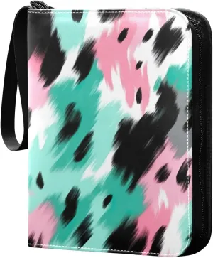 Colorful Leopard Card Binder, 400 Pockets Card Holder with 50 Sleeves, Sturdy Card Holder Folders for Game Cards & Sports Cards
