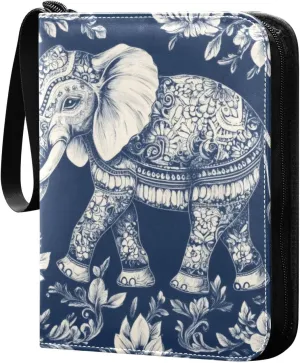Colorful Paisley Elephant Card Binder, 400 Pockets Card Holder with 50 Sleeves, Sturdy Card Holder Folders for Game Cards & Sports Cards
