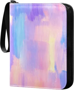 Colorful-pastel-brush-texture Trading Card Protectors Holder Collectible Album for Sports Card Collection Storage 400 pockets Game Card Binder, JDJSDJJJ823158