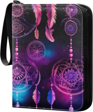 Colorful Pattern Card Binder 4-Pockets, 400 Pockets Card Holder with 50 Removable Sleeves, Trading Card Collector Zipper Album Holder, Collector Album