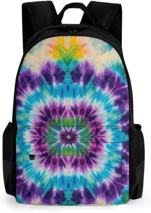 Colorful Tie Dye Art Daypack Polyester Anti-Theft Multipurpose Bookbag Big Capacity Gym Outdoor Hiking Backpack With Adjustable Shoulder Straps