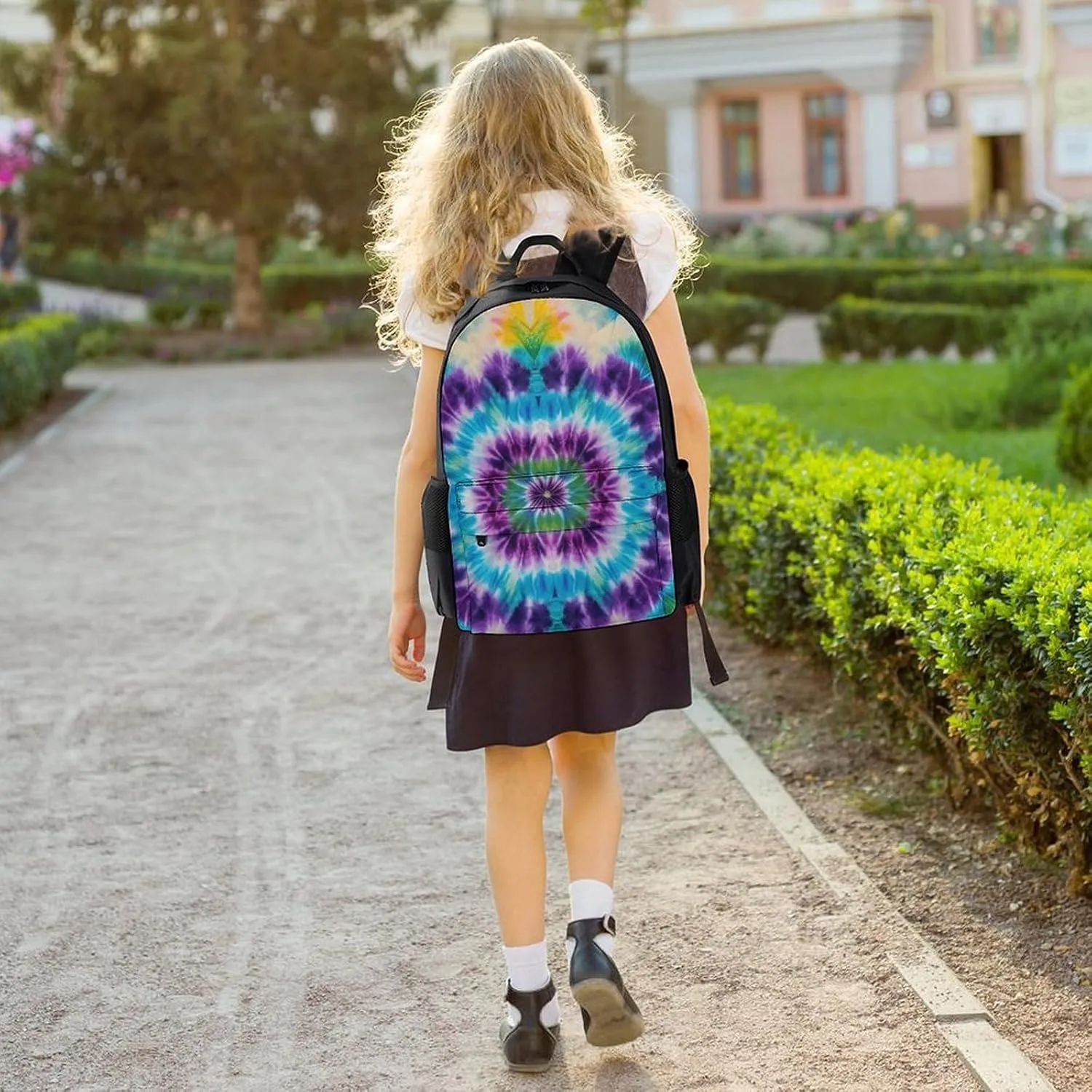 Colorful Tie Dye Art Daypack Polyester Anti-Theft Multipurpose Bookbag Big Capacity Gym Outdoor Hiking Backpack With Adjustable Shoulder Straps