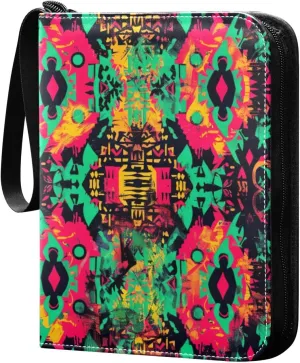 Colorful Tribal Design Card Binder, 400 Pockets Card Holder with 50 Sleeves, Sturdy Card Holder Folders for Game Cards & Sports Cards