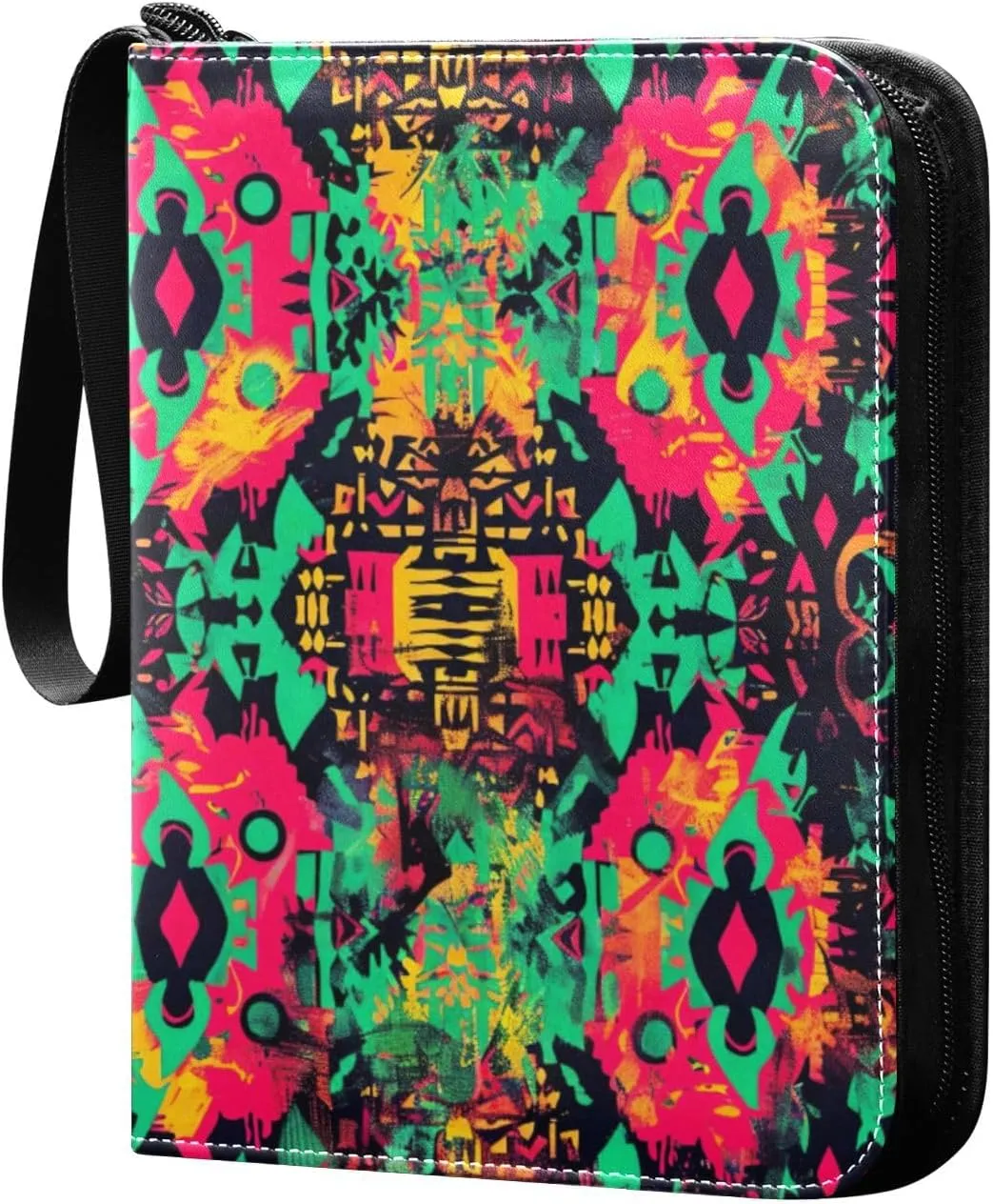 Colorful Tribal Design Card Binder, 400 Pockets Card Holder with 50 Sleeves, Sturdy Card Holder Folders for Game Cards & Sports Cards