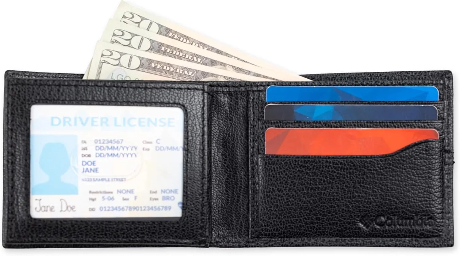 Columbia Men's Everyday Bifold Wallet-Multiple Card Slots, Id Window